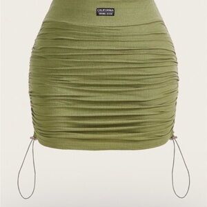SHEIN Olive Ruched Mini Skirt